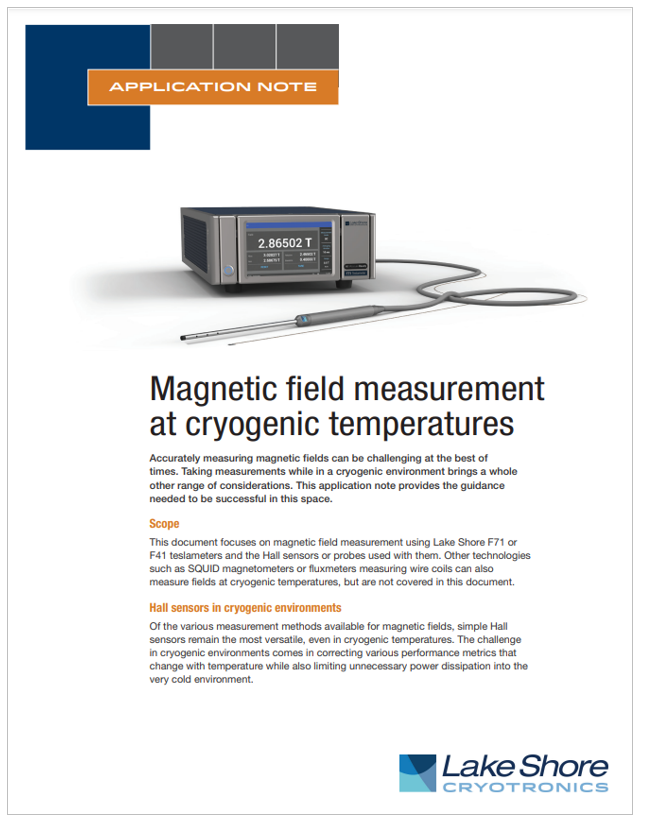 Cover-App Note-Magnetic Field Measure at Cryo